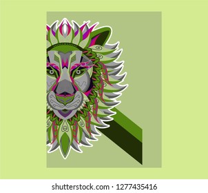 Lions - sport team logo template. Lion head on the shield. T-shirt graphic, badge, emblem, sticker. - Vector 