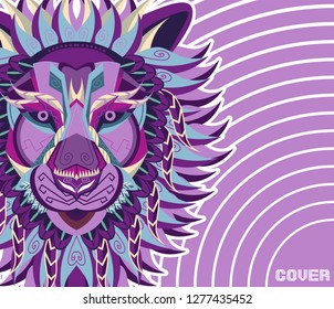 Lions - sport team logo template. Lion head on the shield. T-shirt graphic, badge, emblem, sticker. - Vector 