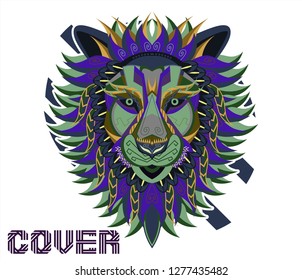 Lions - sport team logo template. Lion head on the shield. T-shirt graphic, badge, emblem, sticker. - Vector 