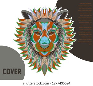 Lions - sport team logo template. Lion head on the shield. T-shirt graphic, badge, emblem, sticker. - Vector 