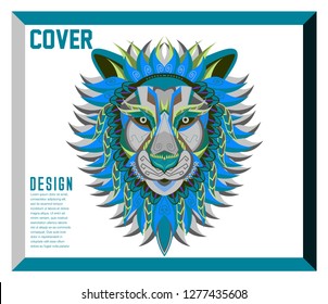 Lions - sport team logo template. Lion head on the shield. T-shirt graphic, badge, emblem, sticker. - Vector 
