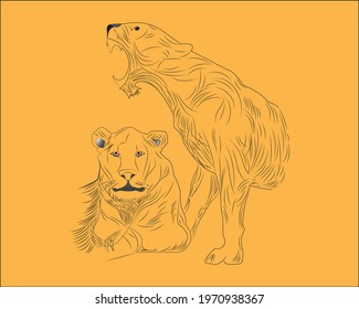 Lions and Tigers Animals Vector Graphics Design Template