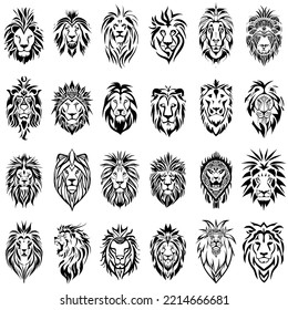 Lions Tribal Tattoo Design Vector Set