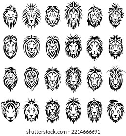 Lions Tribal Tattoo Design Vector Set