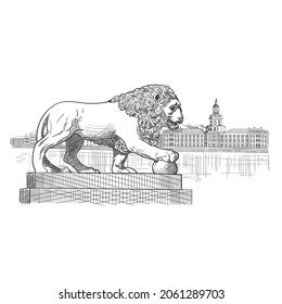 The lions were made in 1832 at the Alexander Iron Foundry in St. Petersburg