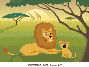 Lions in the wild.