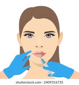 Lip augmentation and correction. Lip filler injections. Hyaluronic acid. Cosmetology procedure