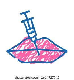 lip augmentation doodle icon sketch vector. lip augmentation sign. isolated symbol illustration