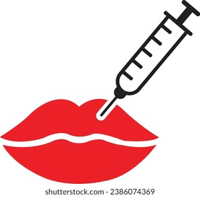 Lip augmentation. Lip filler injection. Vector icon