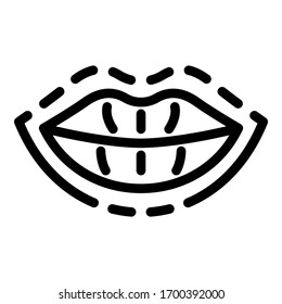 Lip augmentation icon. Outline lip augmentation vector icon for web design isolated on white background