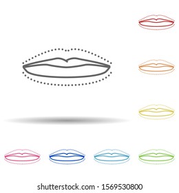 Lip augmentation in multi color style icon. Simple thin line, outline vector of anti age icons for ui and ux, website or mobile application