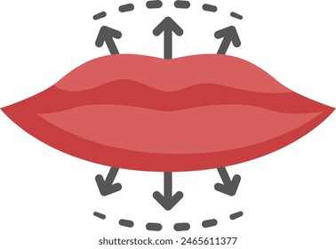 Lippenaugmentation oder Plump up-Konzept, Lovelier Lips mit Dermal Filler Vektorgrafik flach Design, Plastikchirurg Symbol, Körperkonturzeichnung, Schönheitsbehandlung Stock-Illustration