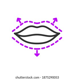 lip augmentation,plastic surgery, linear icon. Editable stroke