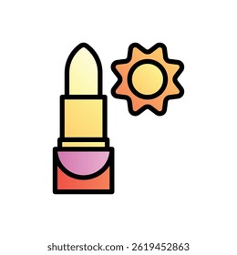Lippenbalsam. Bearbeitbares Vektorsymbol, farbig mit umrissenem Strich.