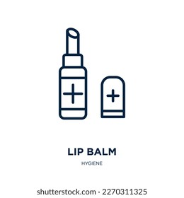 lip balm icon from hygiene collection. Thin linear lip balm, beauty, cosmetic outline icon isolated on white background. Line vector lip balm sign, symbol for web and mobile