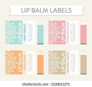 Lip Balm Label Set with Floral Modern Design