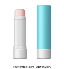 Lip balm mockup on white background, vector illustration