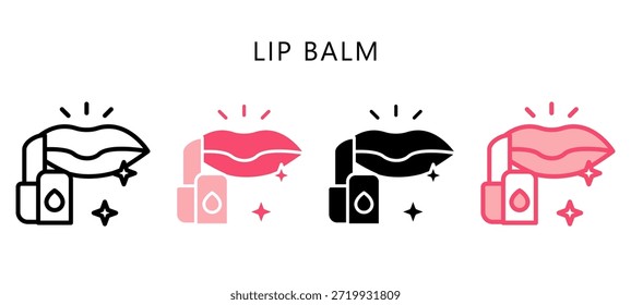 Bálsamo labial Multi Style Icon. Mini Ilustración Relacionada Con El Cuidado Personal. Uso Para El Concepto Moderno, Ui, Web Ux Y Desarrollo De App.
