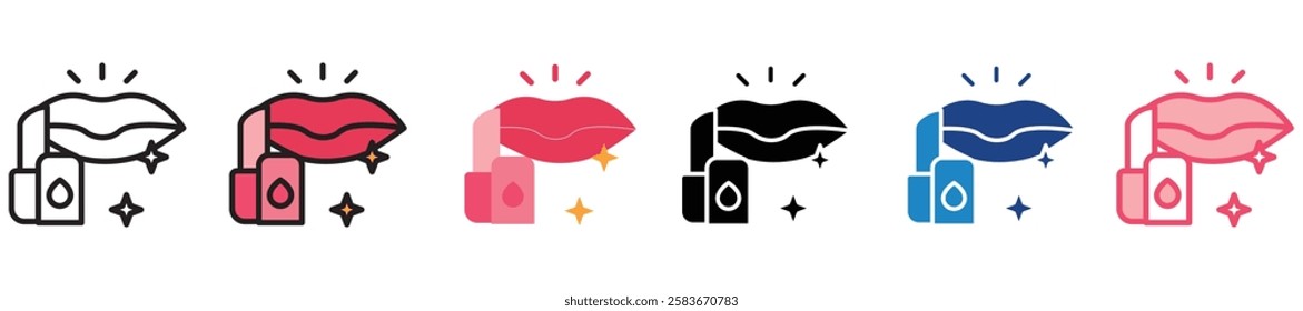 Lip Balm multi-style color icon, mini or small illustration, use for UI, UX, app and web development, digital or print. for health, beauty, personal care, body treatment.