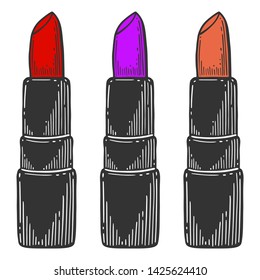 Lip balm, pomade. Vector in doodle and sketch style. Isolated on white background
