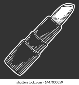 Lip balm, pomade. Vector in doodle and sketch style. Isolated on dark background
