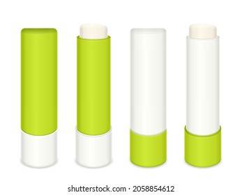 Lip balm stick set on a white background. Vector illustration.