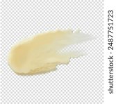 Lip balm stroke swatch. Skincare texture balm beauty product smear minimalist on white background realistic vector illustration