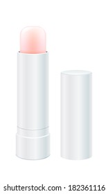 Lip balm vector illustration. Light pink lip stick.