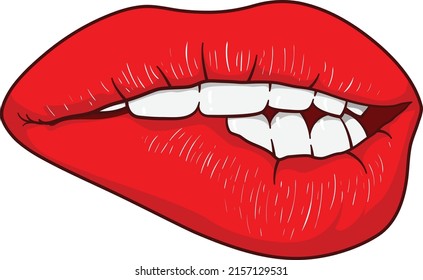 Lip Bite Vector Illustration, Lips Clipart