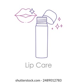 Lip Care Icon: Lip Scrub, Lip Treatment, Hydrated, Moisturizer,  Beauty Lip Care, Care Routine.