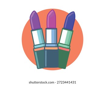 Lip Care e Wellness Vetor Ilustração Com Batons Coloridos. Ícone de Vetor de Beleza e Self Care dos Coloridos Lipsticks para Bem-Estar e Conceitos de Cuidados Pessoais.