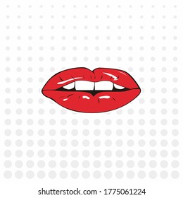 vector de diseño de dibujos animados labios con ilustración de fondo redondo