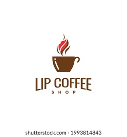 Diseño del logo del café de labio. 