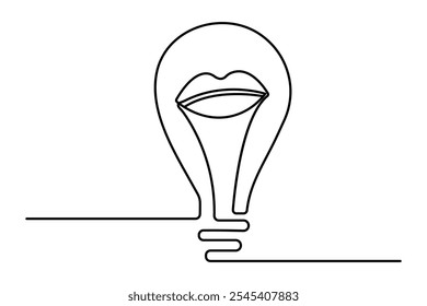 Lip continuous one line art simple with outline vector illustration