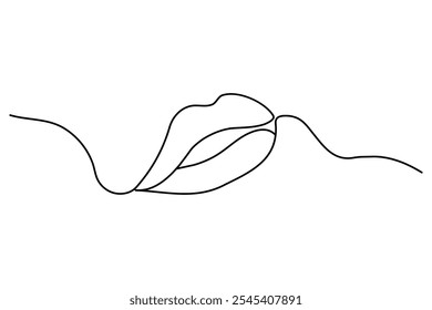Lip continuous one line art simple with outline vector illustration