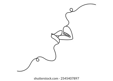 Lip continuous one line art simple with outline vector illustration