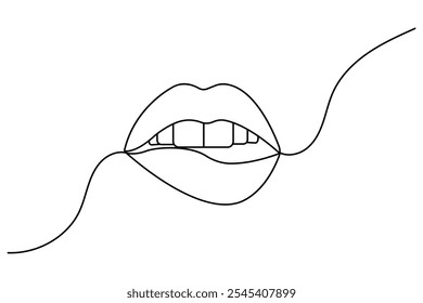 Lip continuous one line art simple with outline vector illustration