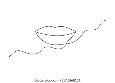 
Lip continuous one line drawing and valentine day simple isolated outline vector