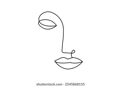 
Lip continuous one line drawing and valentine day simple isolated outline vector