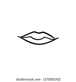 lip doodle icon vector hand drawing 