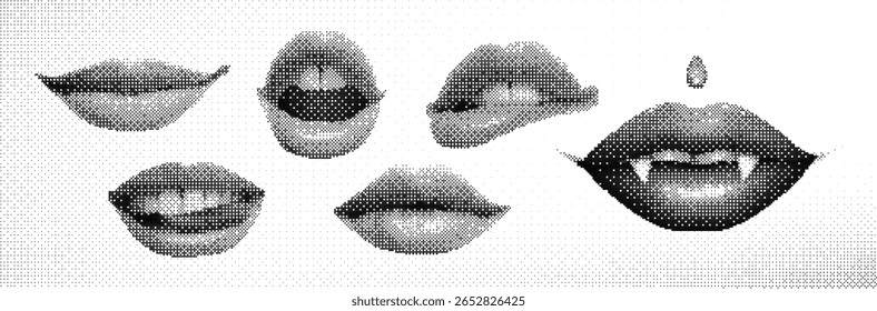 Lip Expressions A Study in Fangs and Mouth Shapes in style y2k brutalism 