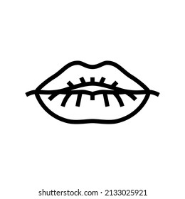 lip facial line icon vector. lip facial sign. isolated contour symbol black illustration