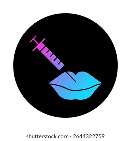 Lip Fillers Syringe Representing Enhanced Lip Volume and Definition icon with editable stroke.