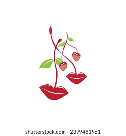 lip fruit logo illustration cherry icon vector sign symbol