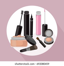 Lip gloss beauty hack collection icons template vector