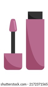 Lip gloss. Cosmetic product for application on the lips. Flat style. Vector illustration