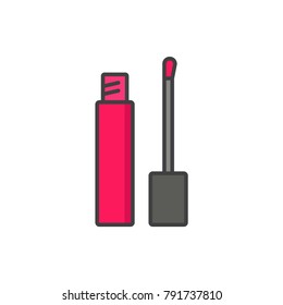Lip gloss flat line colored icon.