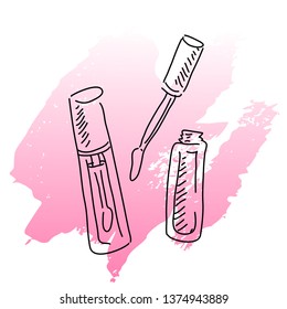 Lip gloss hand drawn fashion vector illustration