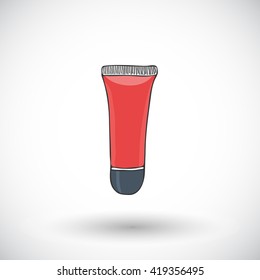 Lip gloss. Hand-drawn doodle mouth with round shadow. Vector illustration. 