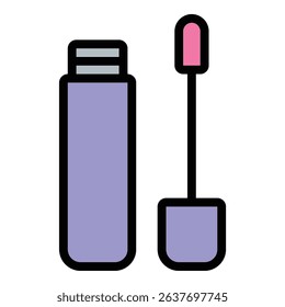 Lip gloss icon flat line style illustration representing makeup and lip shine enhancement, suitable for beauty, cosmetics, and personal care-related projects